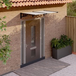 vidaXL Marquesina puerta policarbonato negro y transparente 152,5x90cm