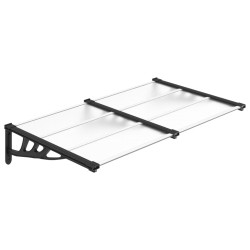 vidaXL Marquesina puerta policarbonato negro y transparente 152,5x90cm