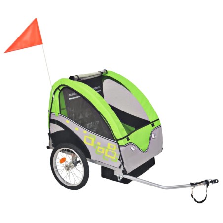 vidaXL Remolque para bicicletas gris y verde 30 kg
