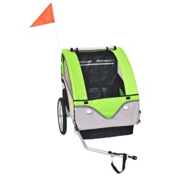 vidaXL Remolque para bicicletas gris y verde 30 kg
