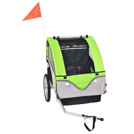 vidaXL Remolque para bicicletas gris y verde 30 kg