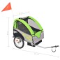 vidaXL Remolque para bicicletas gris y verde 30 kg vidaXL Remolque para bicicletas gris y verde 30 kg