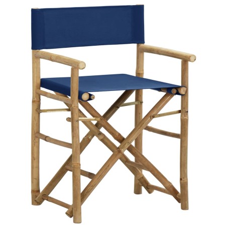 vidaXL Sillas de director plegables 2 piezas bambú y tela azul