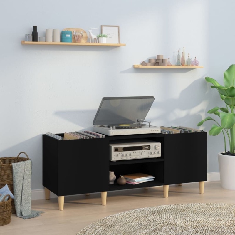 vidaXL Mueble para discos madera contrachapada negro 121x38x48 cm vidaXL Mueble para discos madera contrachapada negro 121x38x48 cm