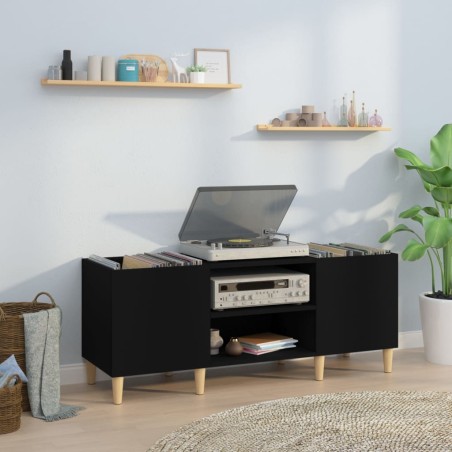 vidaXL Mueble para discos madera contrachapada negro 121x38x48 cm