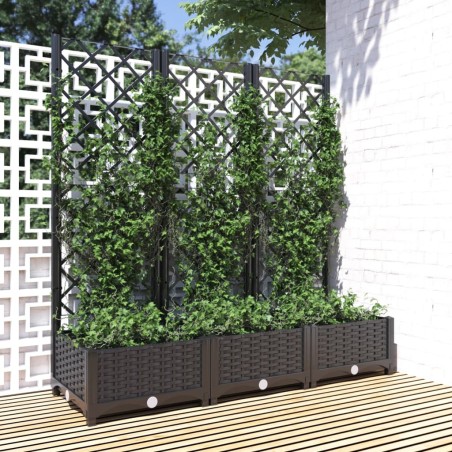 vidaXL Jardinera con enrejado PP negro 120x40x121,5cm