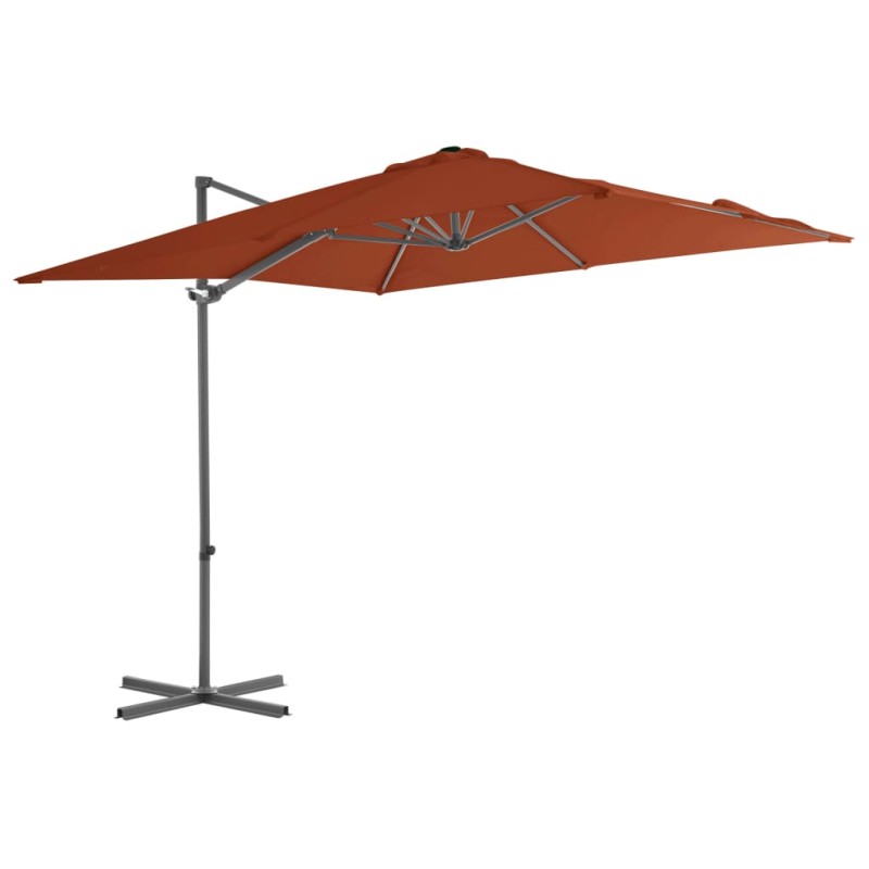 vidaXL Sombrilla voladiza con poste de acero terracota 250x250 cm vidaXL Sombrilla voladiza con poste de acero terracota 250x250 cm