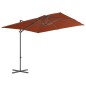 vidaXL Sombrilla voladiza con poste de acero terracota 250x250 cm vidaXL Sombrilla voladiza con poste de acero terracota 250x250 cm