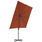 vidaXL Sombrilla voladiza con poste de acero terracota 250x250 cm vidaXL Sombrilla voladiza con poste de acero terracota 250x250 cm