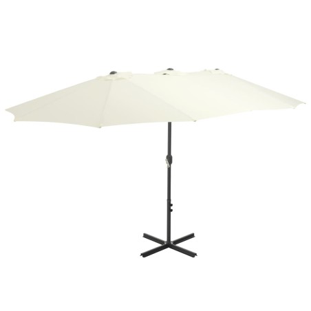 vidaXL Sombrilla de jardín con palo de aluminio 460x270 cm arena