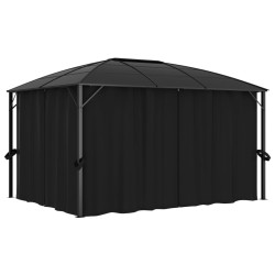 vidaXL Cenador con cortinas gris antracita 400x300x265 cm