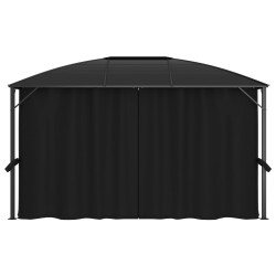 vidaXL Cenador con cortinas gris antracita 400x300x265 cm