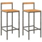 vidaXL Taburetes altos 2 uds madera de acacia y ratán sintético gris vidaXL Taburetes altos 2 uds madera de acacia y ratán sintético gris