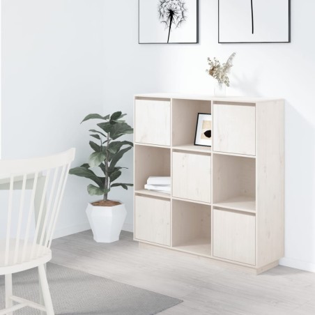 vidaXL Aparador alto de madera maciza de pino blanco 110,5x35x117 cm