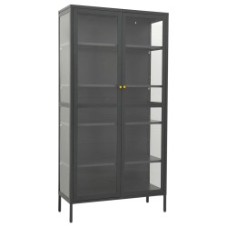vidaXL Vitrina de acero y vidrio templado gris antracita 90x40x180 cm