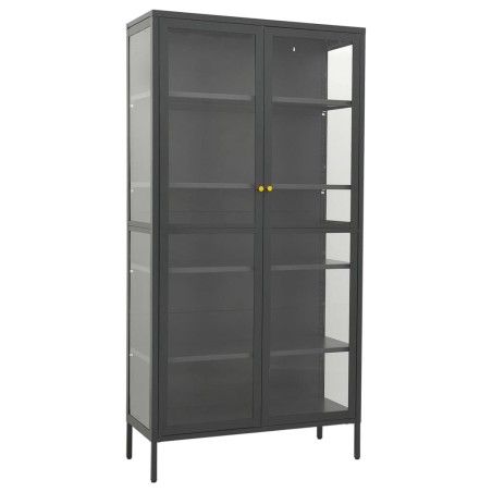 vidaXL Vitrina de acero y vidrio templado gris antracita 90x40x180 cm