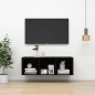 vidaXL Mueble TV pared madera contrachapada negro brillo 37x37x107cm vidaXL Mueble TV pared madera contrachapada negro brillo 37x37x107cm