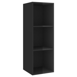 vidaXL Mueble TV pared madera contrachapada negro brillo 37x37x107cm