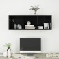 vidaXL Mueble TV pared madera contrachapada negro brillo 37x37x107cm vidaXL Mueble TV pared madera contrachapada negro brillo 37x37x107cm