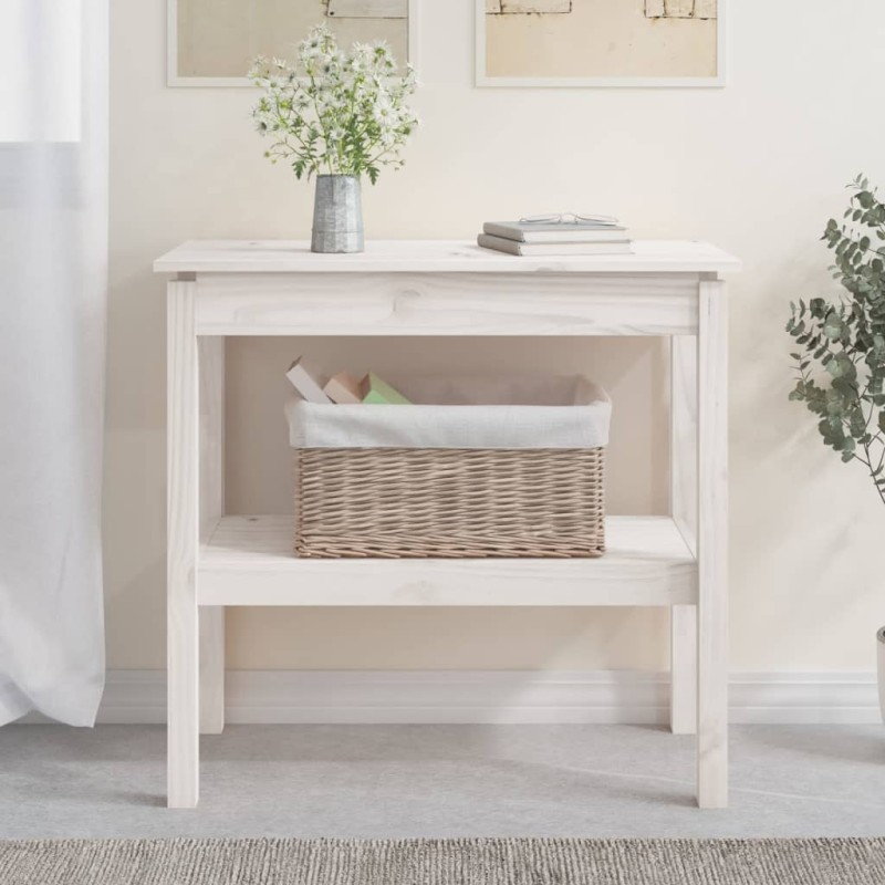 vidaXL Mesa consola de madera maciza de pino blanco 80x40x75 cm vidaXL Mesa consola de madera maciza de pino blanco 80x40x75 cm