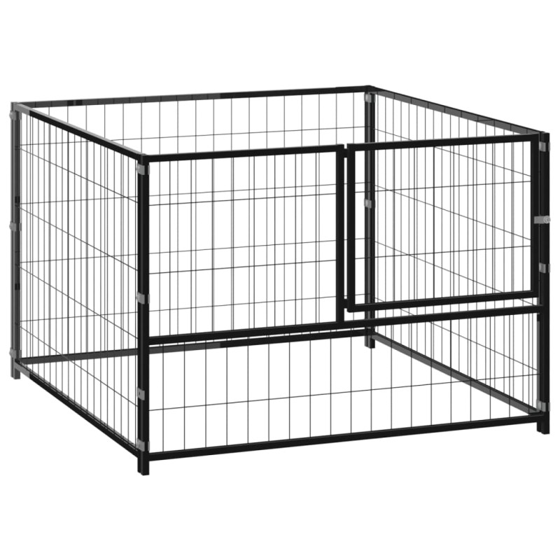 vidaXL Perrera de acero negro 100x100x70 cm