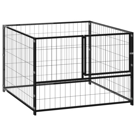 vidaXL Perrera de acero negro 100x100x70 cm