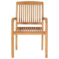 vidaXL Sillas de comedor de jardín apilables 2 uds madera maciza teca
