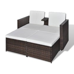 vidaXL Set muebles de jardín 4 piezas y cojines ratán sintético marrón