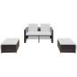 vidaXL Set muebles de jardín 4 piezas y cojines ratán sintético marrón vidaXL Set muebles de jardín 4 piezas y cojines ratán sintético marrón