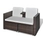 vidaXL Set muebles de jardín 4 piezas y cojines ratán sintético marrón vidaXL Set muebles de jardín 4 piezas y cojines ratán sintético marrón