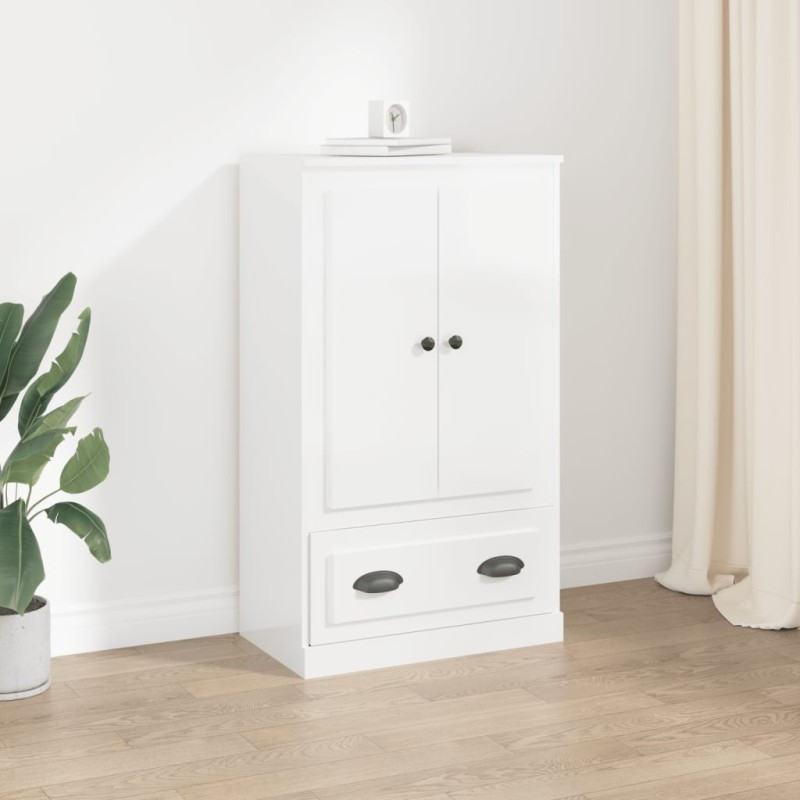 vidaXL Aparador de madera contrachapada blanco brillo 60x35,5x103,5 cm vidaXL Aparador de madera contrachapada blanco brillo 60x35,5x103,5 cm