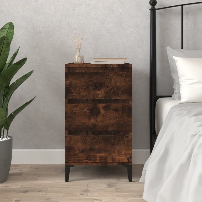vidaXL Mesita de noche madera contrachapada roble ahumado 40x35x70 cm vidaXL Mesita de noche madera contrachapada roble ahumado 40x35x70 cm