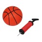 Aro de baloncesto con red y tablero, pelota y pompa, naranja Aro de baloncesto con red y tablero, pelota y pompa, naranja