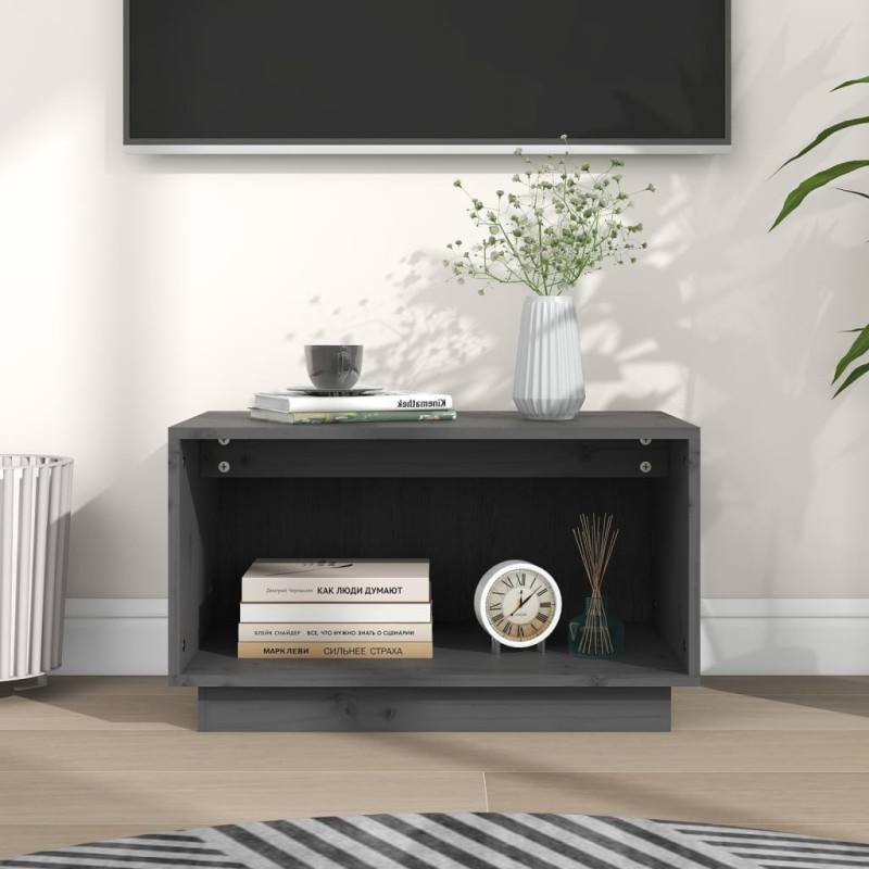 vidaXL Mueble de TV de madera maciza de pino gris 60x35x35 cm vidaXL Mueble de TV de madera maciza de pino gris 60x35x35 cm