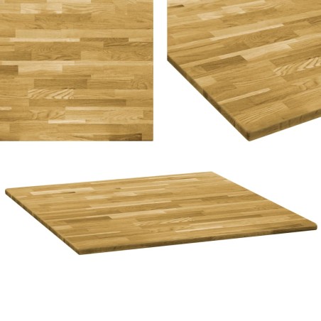 vidaXL Tablero de mesa cuadrado madera maciza de roble 23 mm 80x80 cm