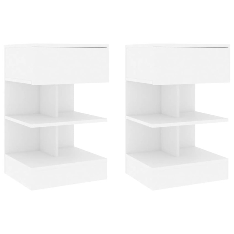 vidaXL Mesitas de noche 2 uds madera contrachapada blanco 40x35x65 cm