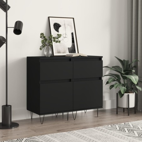 vidaXL Aparadores 2 uds madera de ingeniería negro 40x35x70 cm
