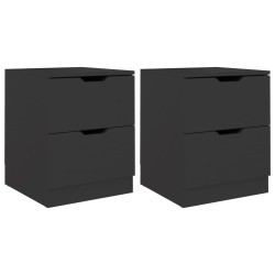 vidaXL Mesitas de noche 2 uds madera de ingeniería negro 40x40x50 cm