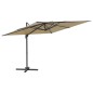 vidaXL Sombrilla voladiza con LEDs gris taupé 400x300 cm vidaXL Sombrilla voladiza con LEDs gris taupé 400x300 cm