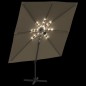 vidaXL Sombrilla voladiza con LEDs gris taupé 400x300 cm vidaXL Sombrilla voladiza con LEDs gris taupé 400x300 cm