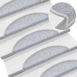 vidaXL Alfombrillas de escalera 10 unidades gris claro 56x17x3 cm
