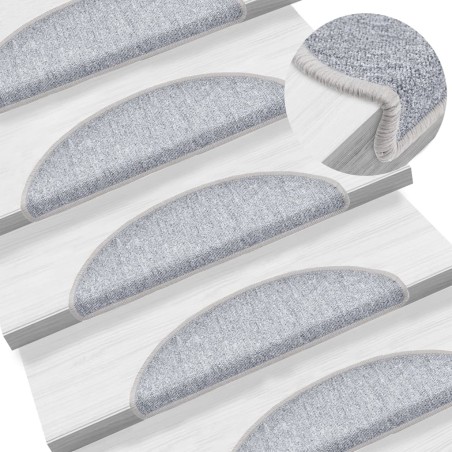 vidaXL Alfombrillas de escalera 10 unidades gris claro 56x17x3 cm