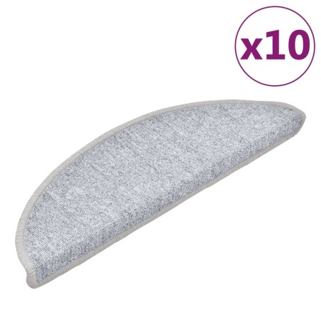 vidaXL Alfombrillas de escalera 10 unidades gris claro 56x17x3 cm