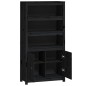 vidaXL Aparador alto madera maciza de pino negro 80x35x154 cm vidaXL Aparador alto madera maciza de pino negro 80x35x154 cm
