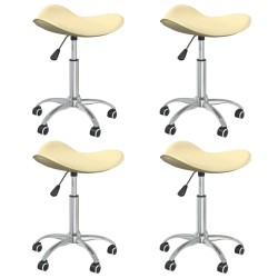 vidaXL Sillas de comedor giratorias 4 uds cuero sintético color crema