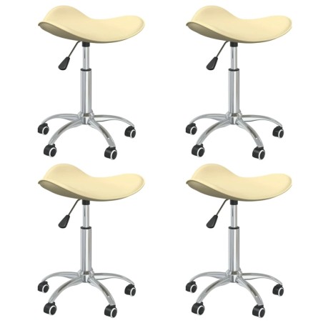 vidaXL Sillas de comedor giratorias 4 uds cuero sintético color crema