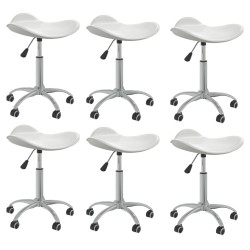 vidaXL Sillas de comedor giratorias 6 uds cuero sintético blanco