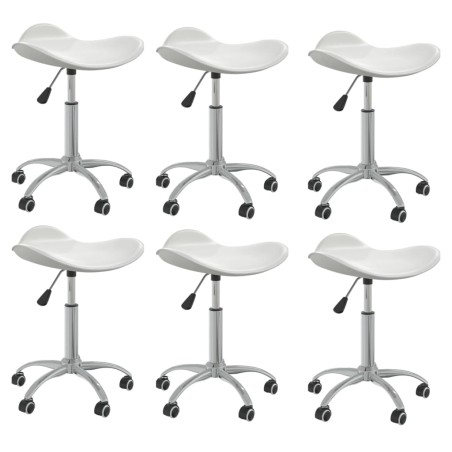 vidaXL Sillas de comedor giratorias 6 uds cuero sintético blanco