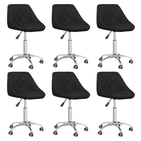 vidaXL Sillas de comedor giratorias 6 unidades cuero sintético negro