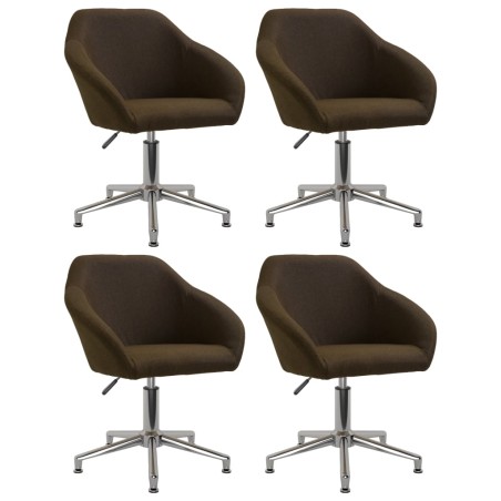 vidaXL Sillas de comedor giratorias 4 unidades tela marrón oscuro